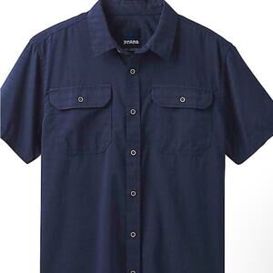 PrAna Mens Cayman Shirt XS Nautical Blue Featherweight Air Mesh Standard Fit